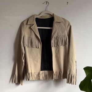 Suede Leather Tan Fringe Jacket